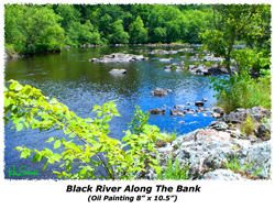 Black River Along the Bank (Oil Painting) 7x10