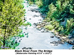 Black River From The Bridge (Watercolor2) 7x10